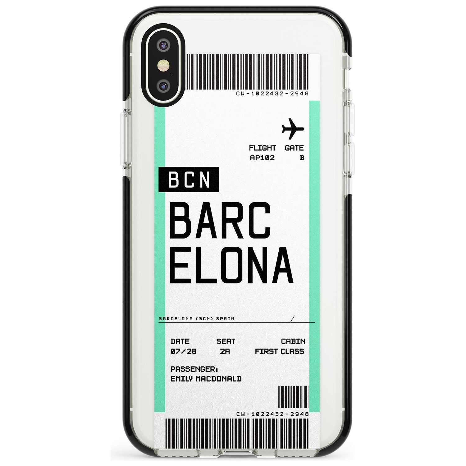 Barcelona Boarding Pass iPhone Case Black Impact Custom Phone Case - Case Warehouse