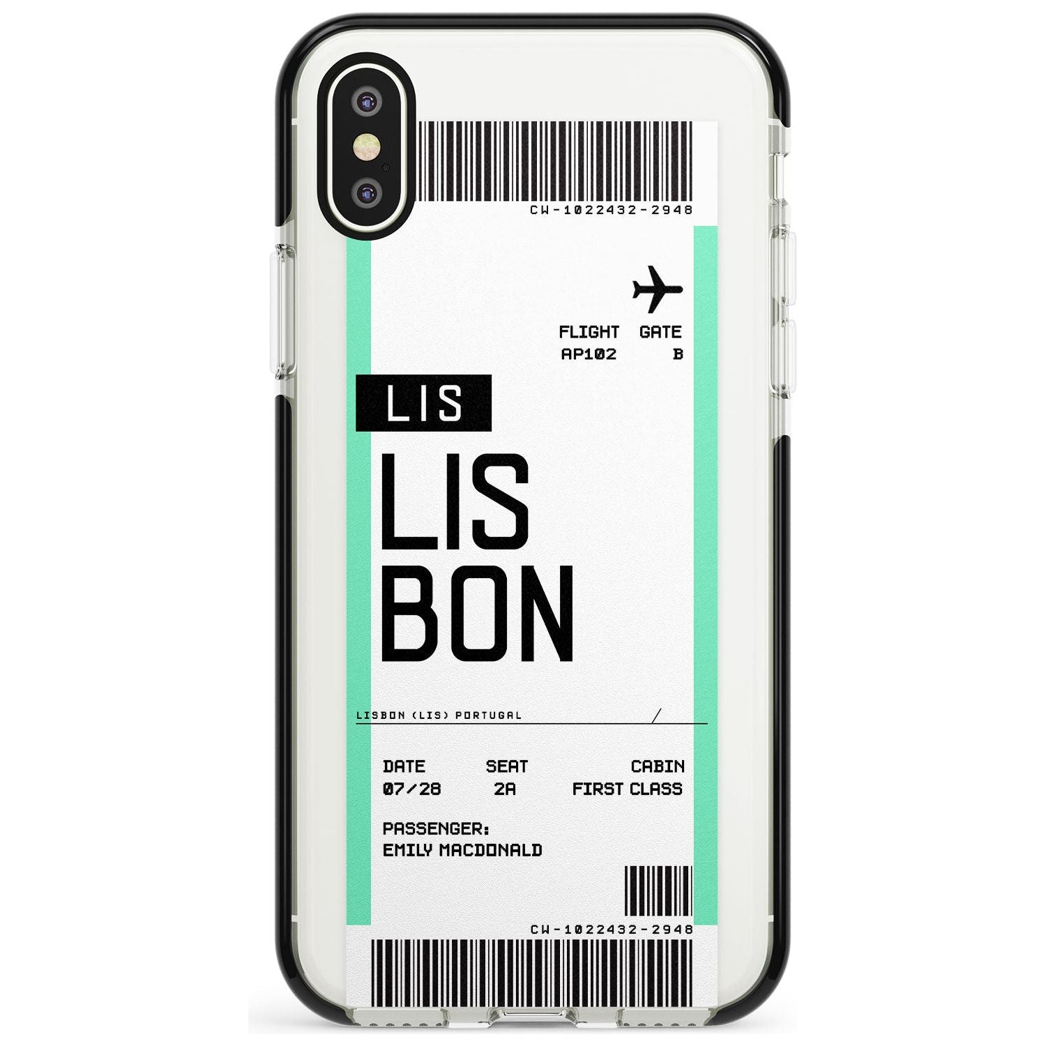 Lisbon Boarding Pass iPhone Case Black Impact Custom Phone Case - Case Warehouse