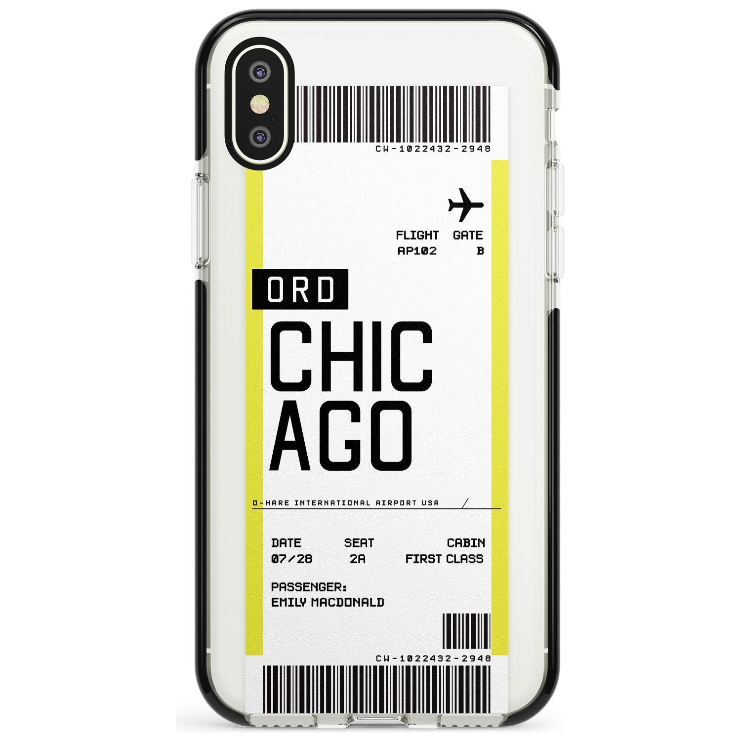 Chicago Boarding Pass iPhone Case Black Impact Custom Phone Case - Case Warehouse