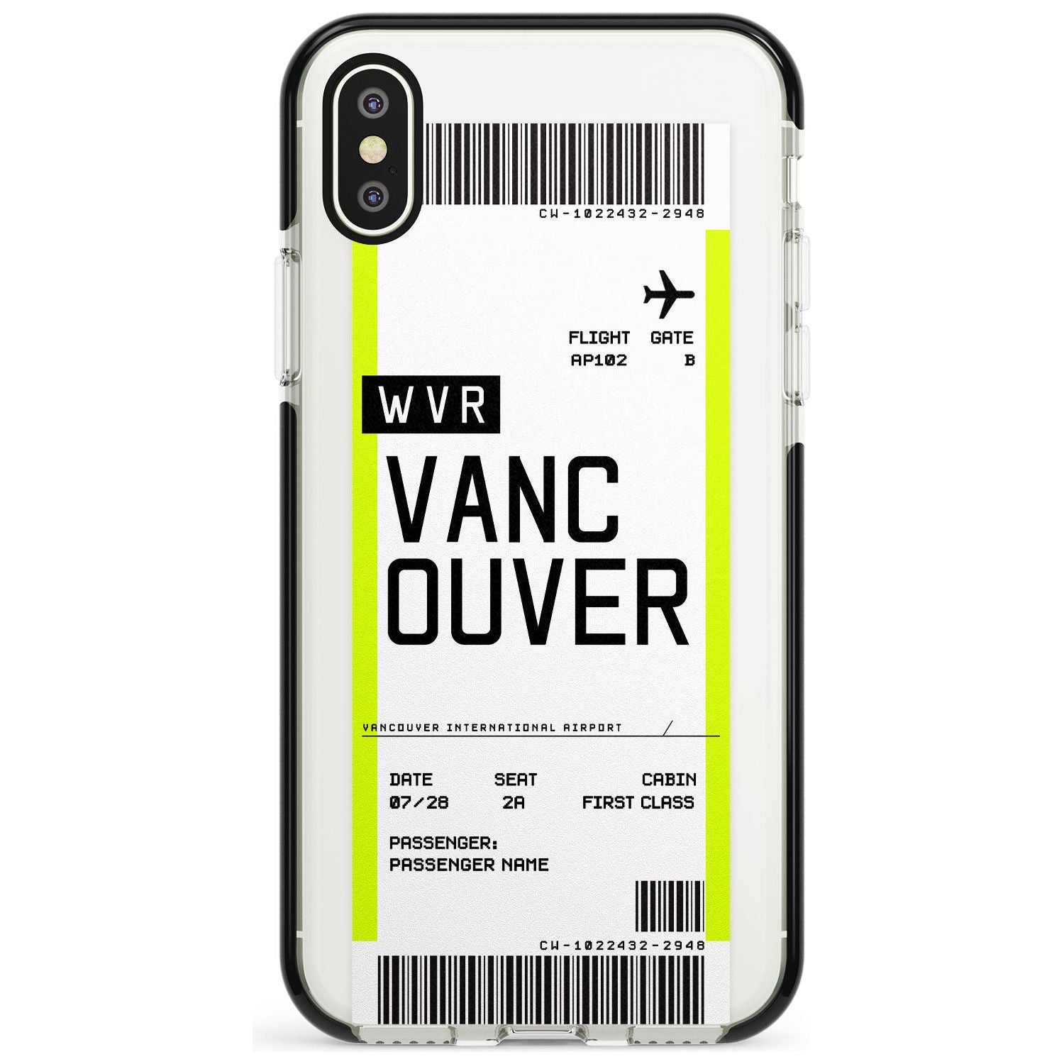 Vancouver Boarding Pass iPhone Case Black Impact Custom Phone Case - Case Warehouse