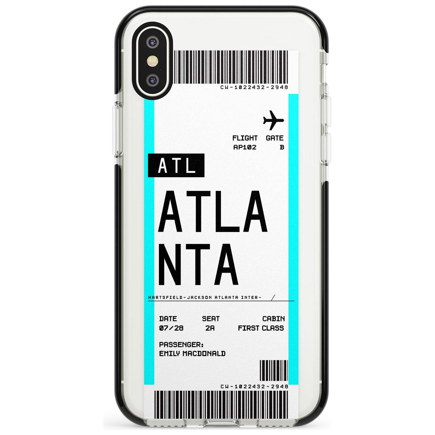 Atlanta Boarding Pass iPhone Case Black Impact Custom Phone Case - Case Warehouse