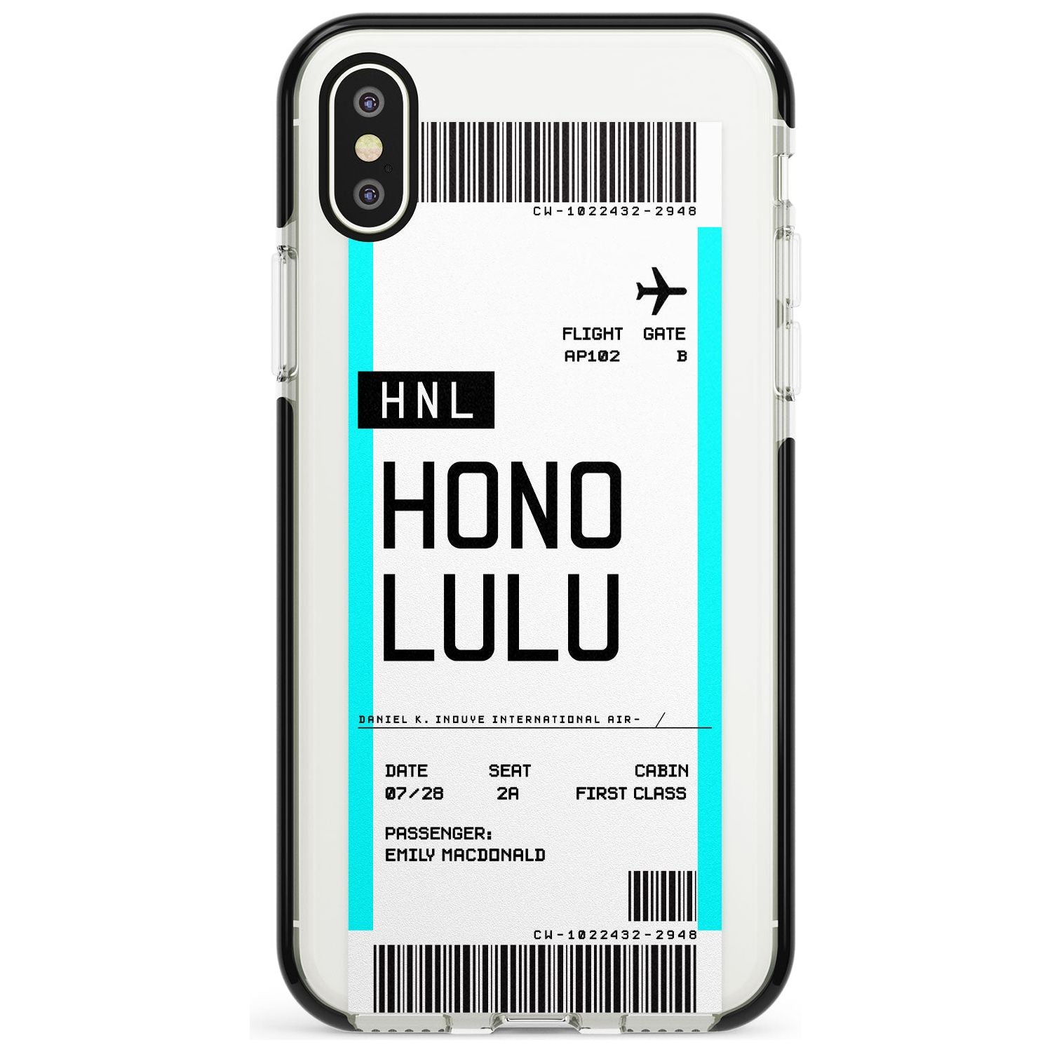 Honolulu Boarding Pass iPhone Case Black Impact Custom Phone Case - Case Warehouse