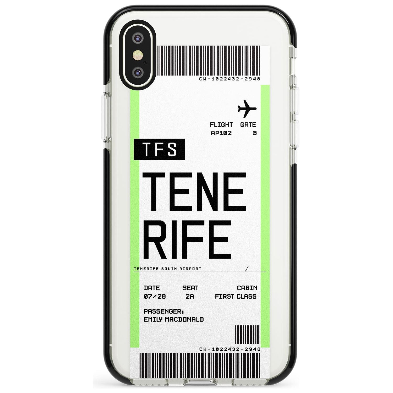 Tenerife Boarding Pass iPhone Case Black Impact Custom Phone Case - Case Warehouse