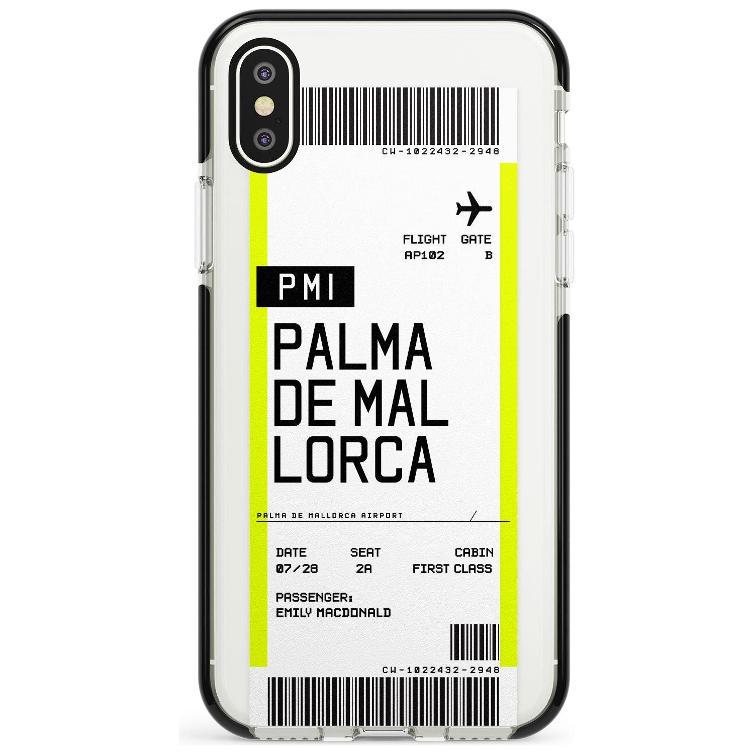 Palma De Mallorca Boarding Pass iPhone Case Black Impact Custom Phone Case - Case Warehouse