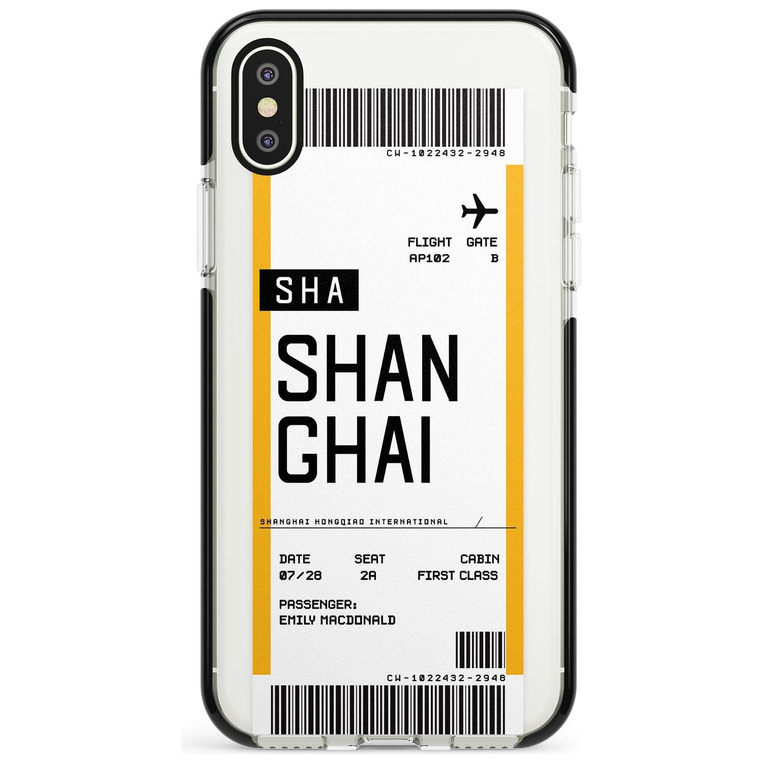 Shangai Boarding Pass iPhone Case Black Impact Custom Phone Case - Case Warehouse