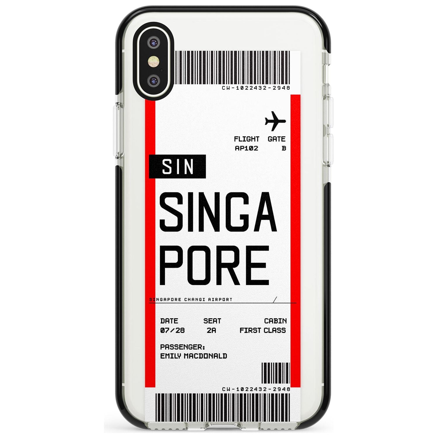 Singapore Boarding Pass iPhone Case Black Impact Custom Phone Case - Case Warehouse
