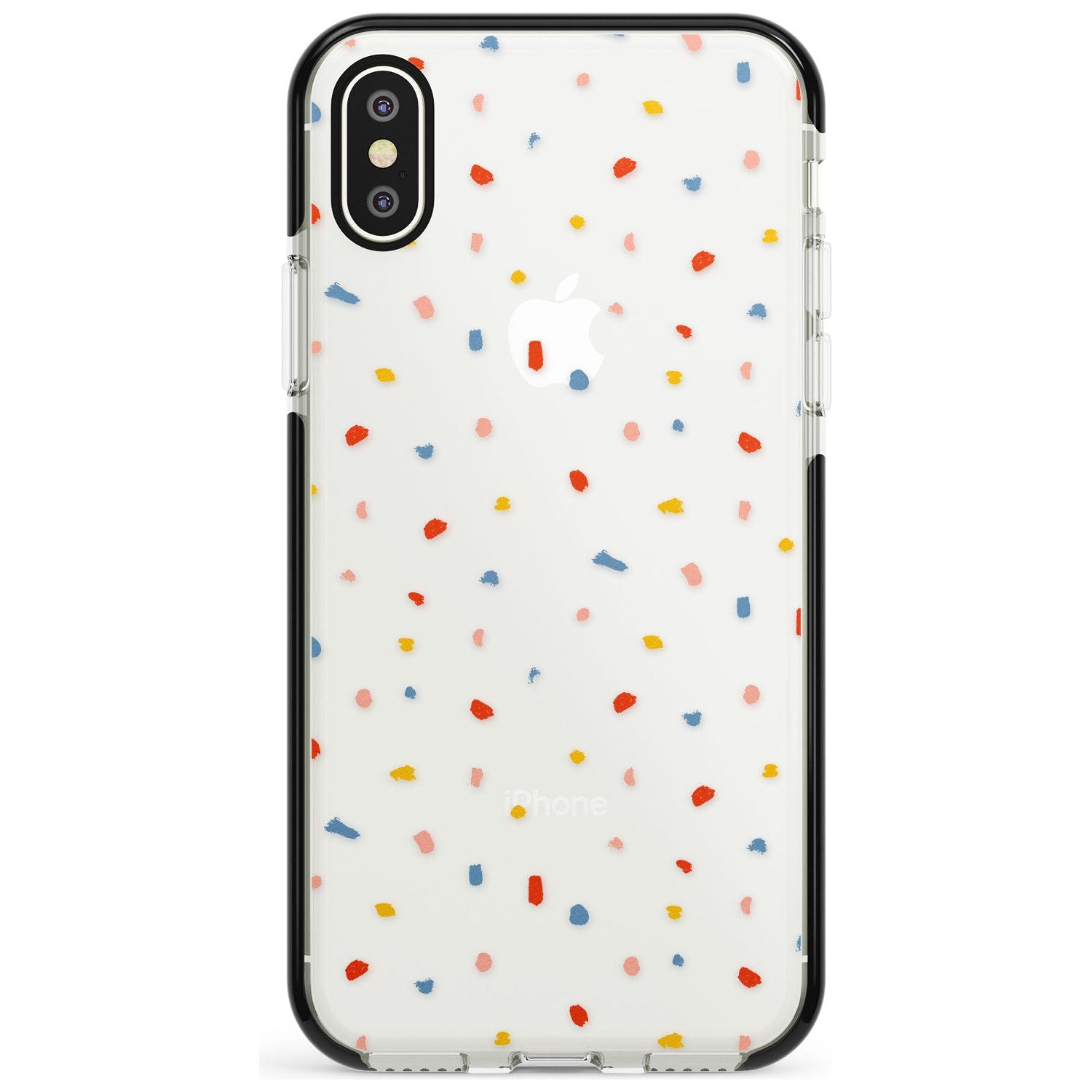 Small Confetti Print Clear iPhone Case Black Impact Phone Case - Case Warehouse