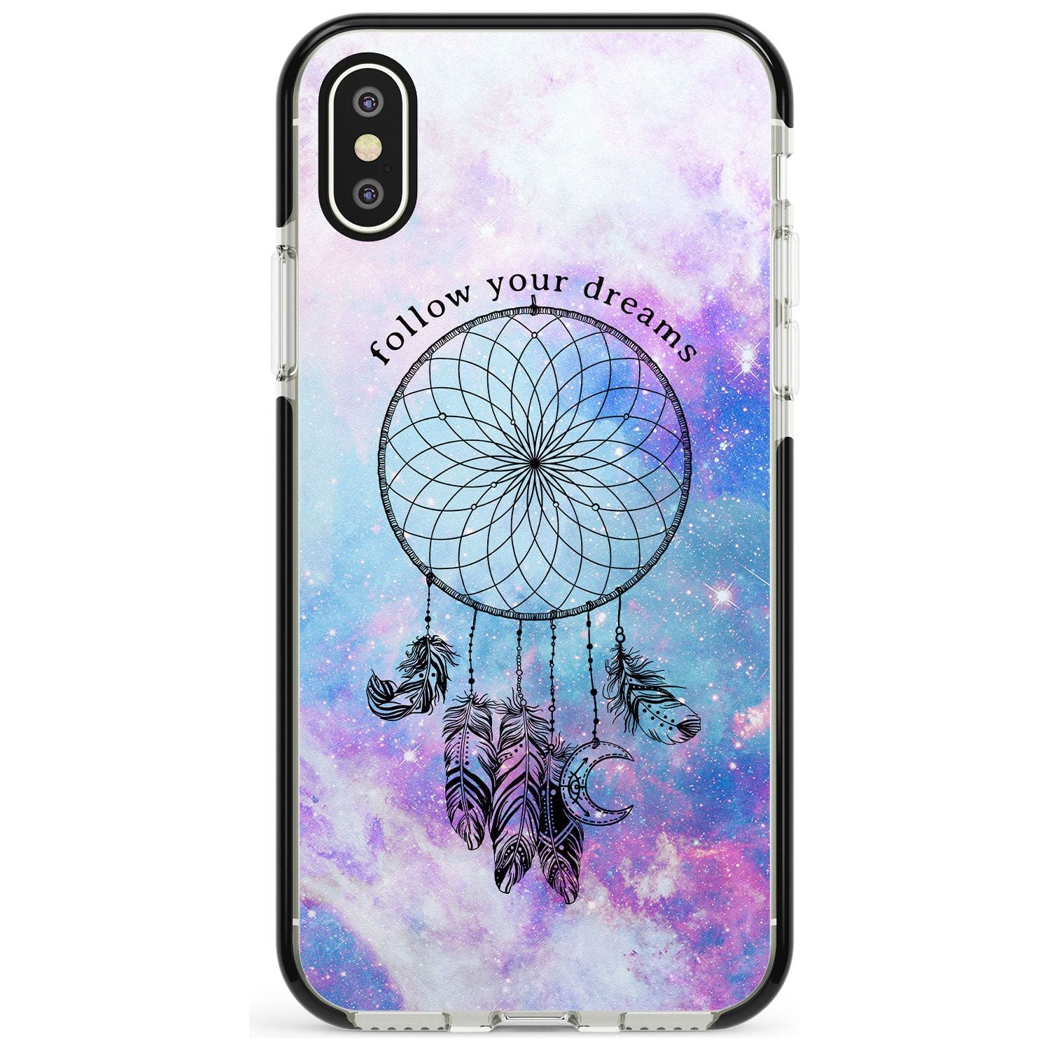 Simple Galaxy Pattern Dreamcatcher iPhone Case Black Impact Phone Case - Case Warehouse