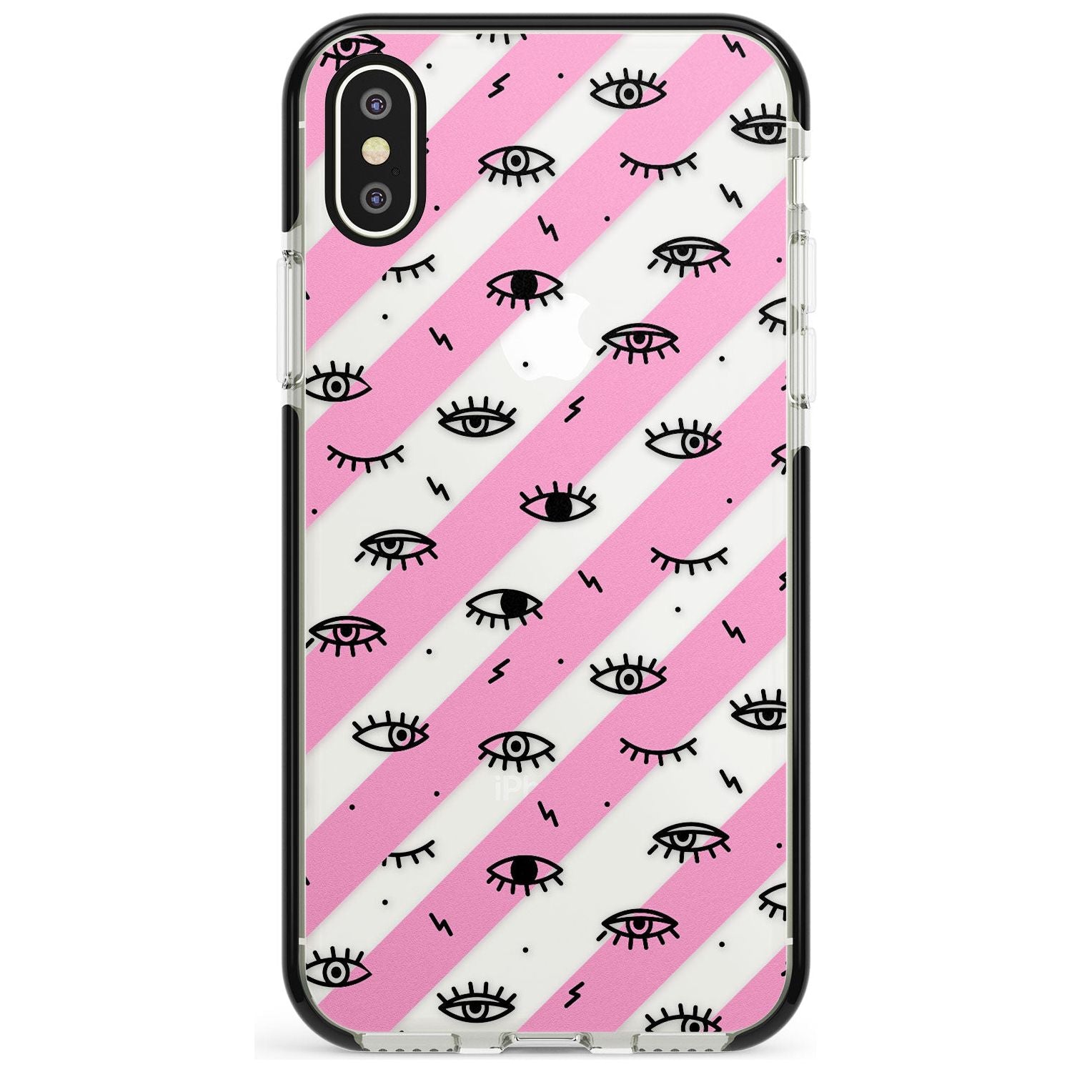 Pink Stripe Eyes iPhone Case Black Impact Phone Case - Case Warehouse