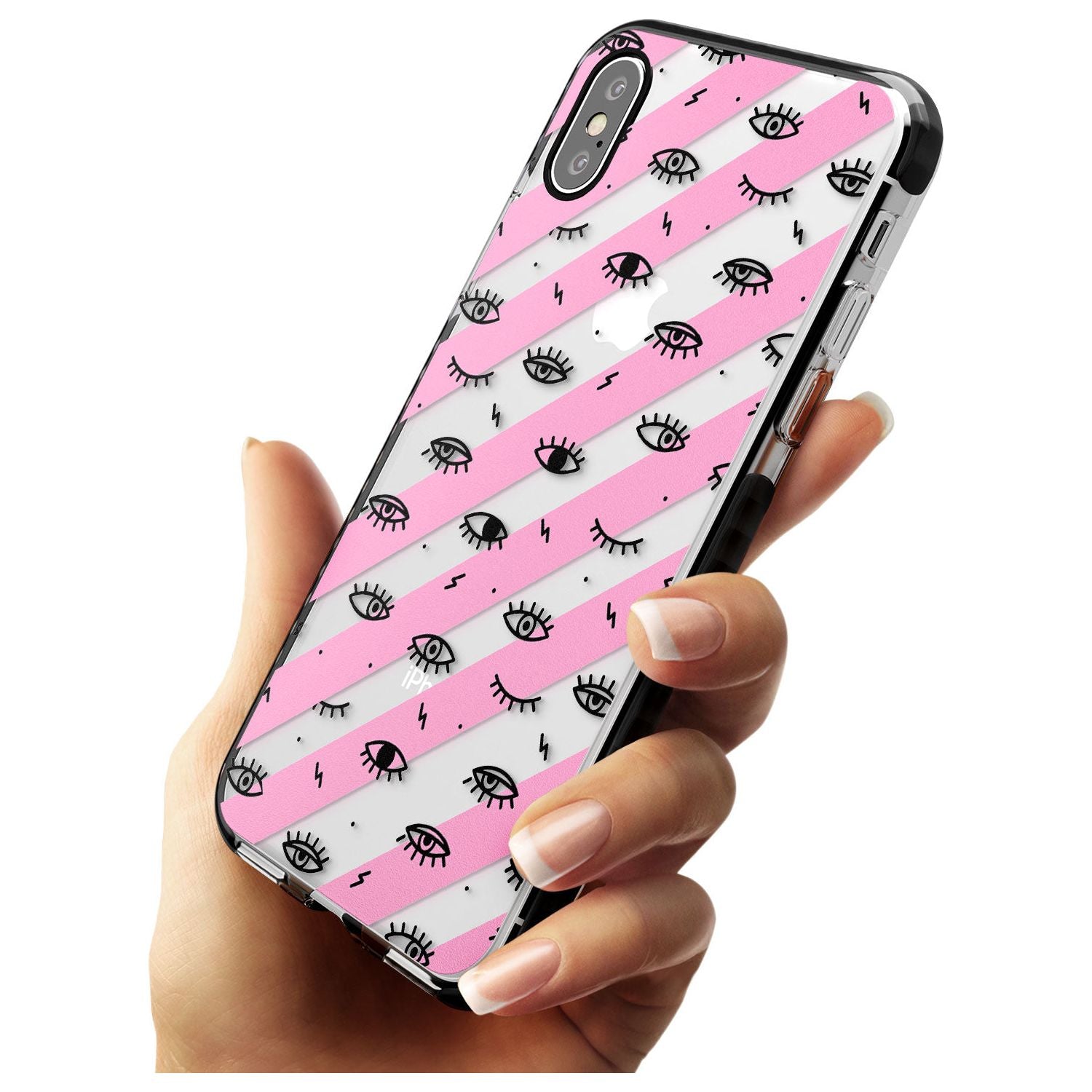 Pink Stripe Eyes iPhone Case Phone Case - Case Warehouse