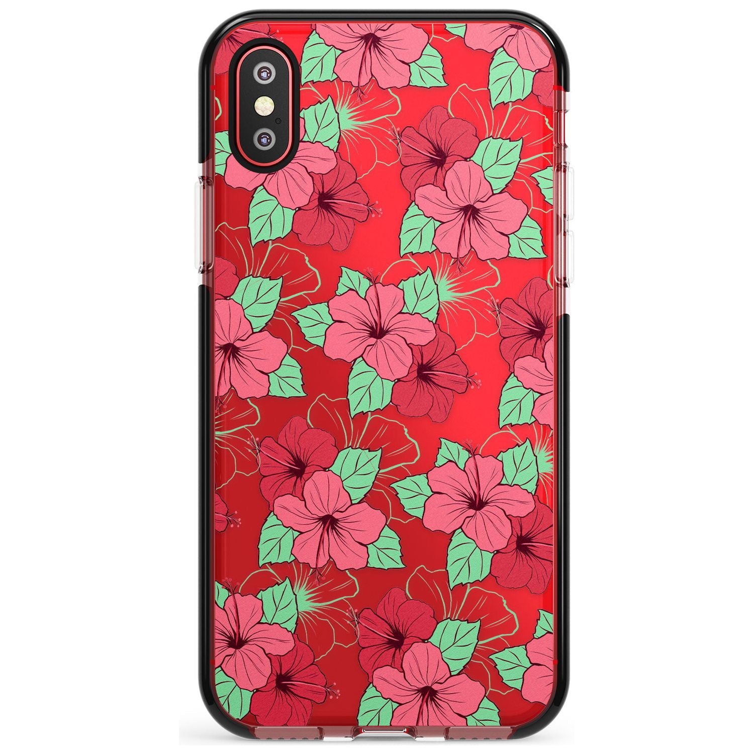 Pink Peony Black Impact Phone Case for iPhone X XS Max XR