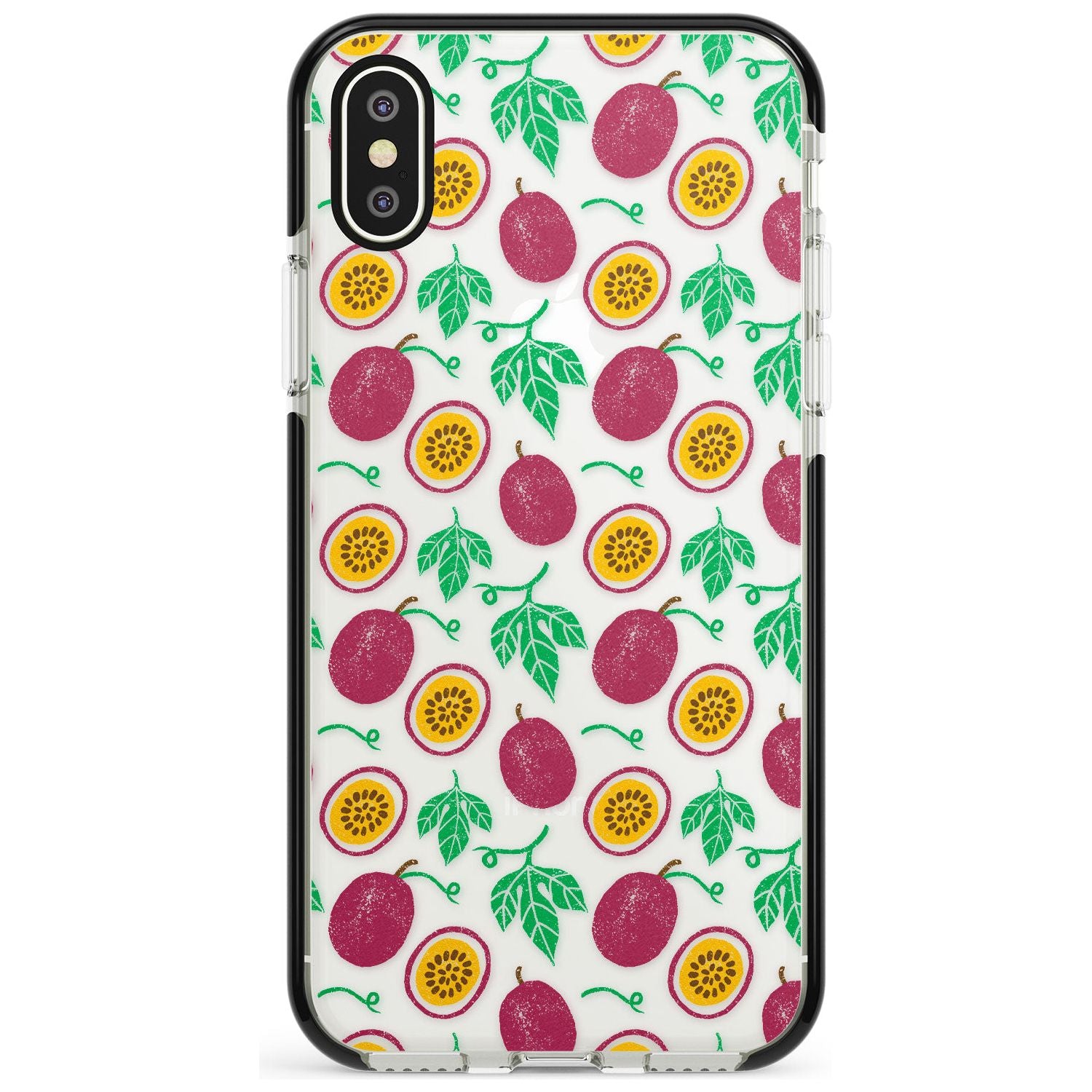 Passion Fruit Pattern iPhone Case Black Impact Phone Case - Case Warehouse