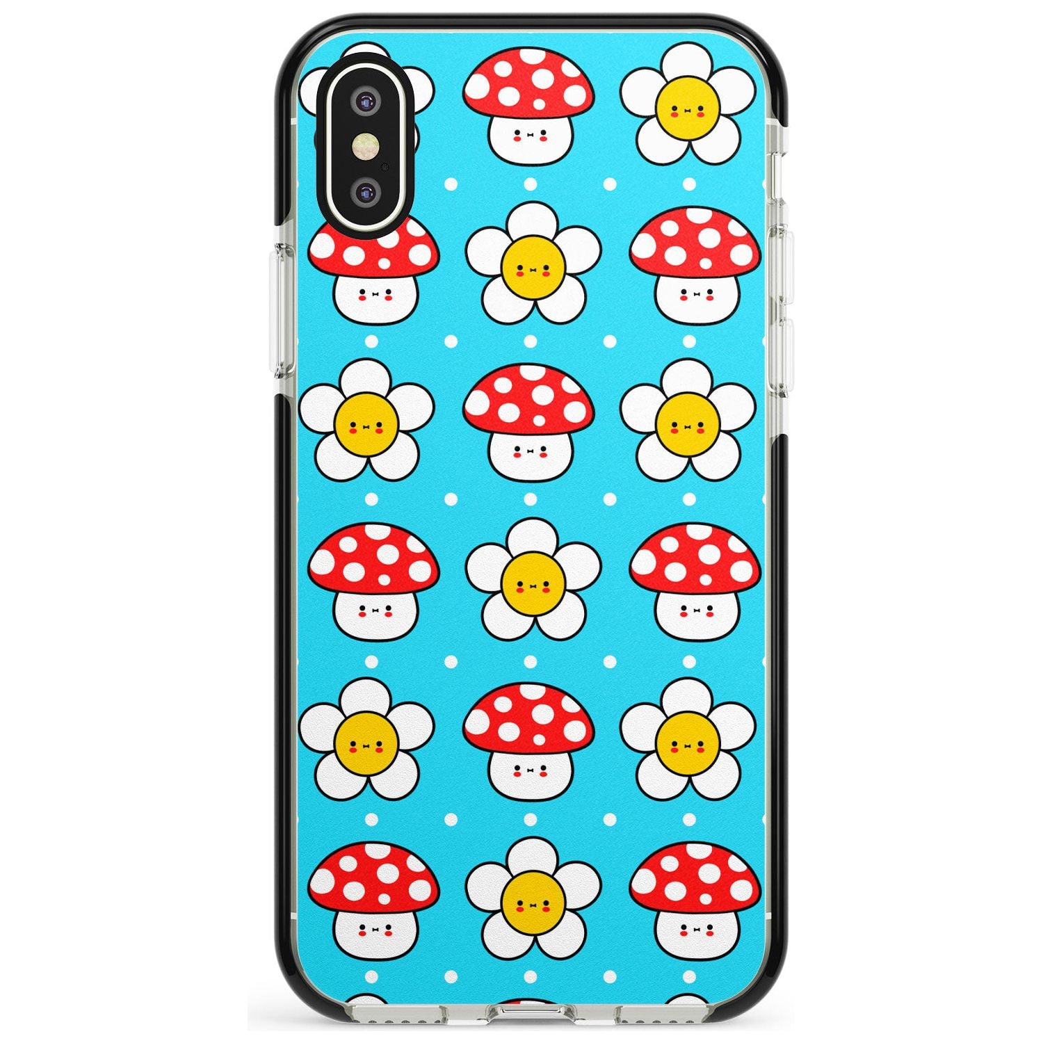 Shroom Bunnies Kawaii Pattern Black Impact Phone Case for iPhone X XS Max XR