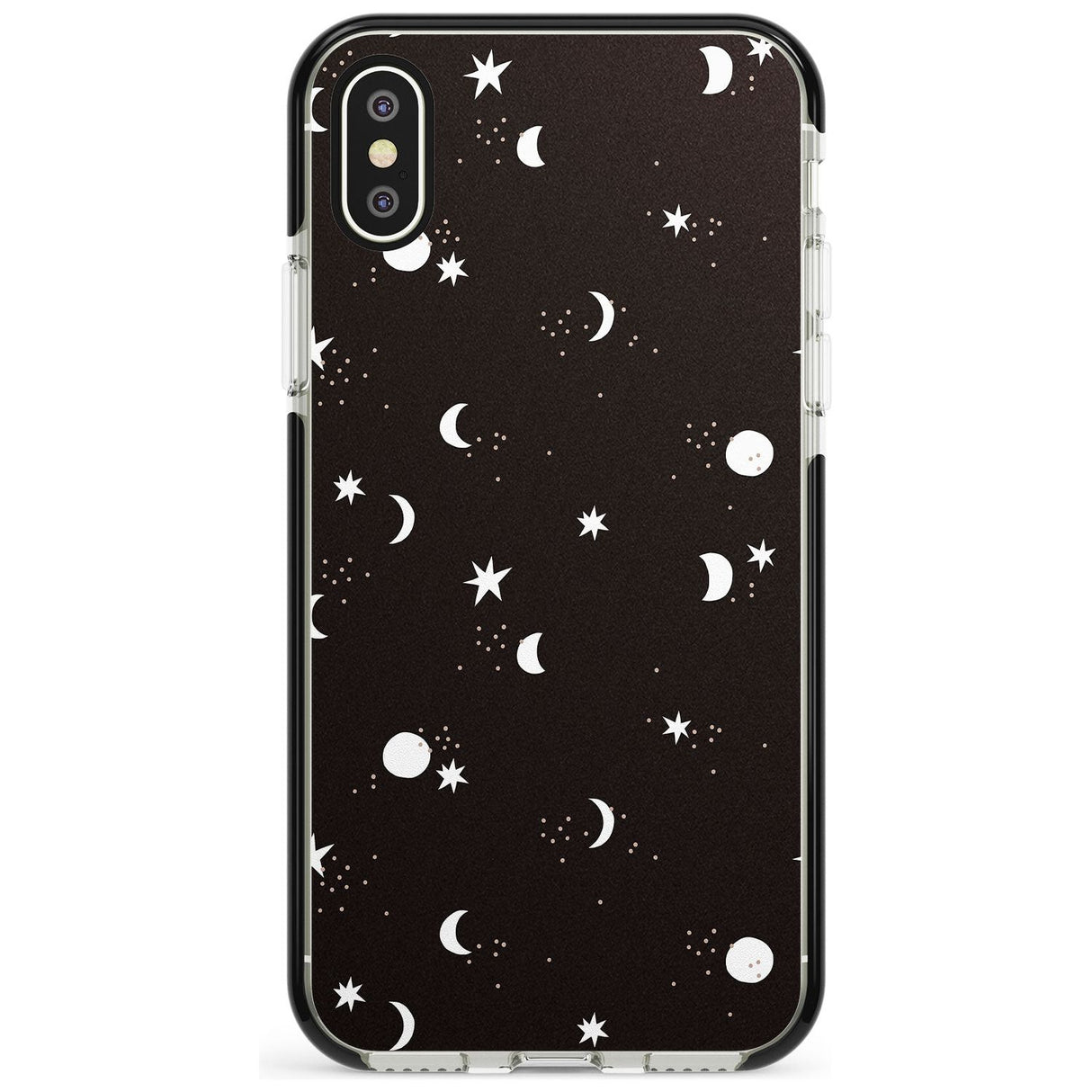 Funky Moons & Stars Phone Case iPhone X / iPhone XS / Black Impact Case,iPhone XR / Black Impact Case,iPhone XS MAX / Black Impact Case Blanc Space