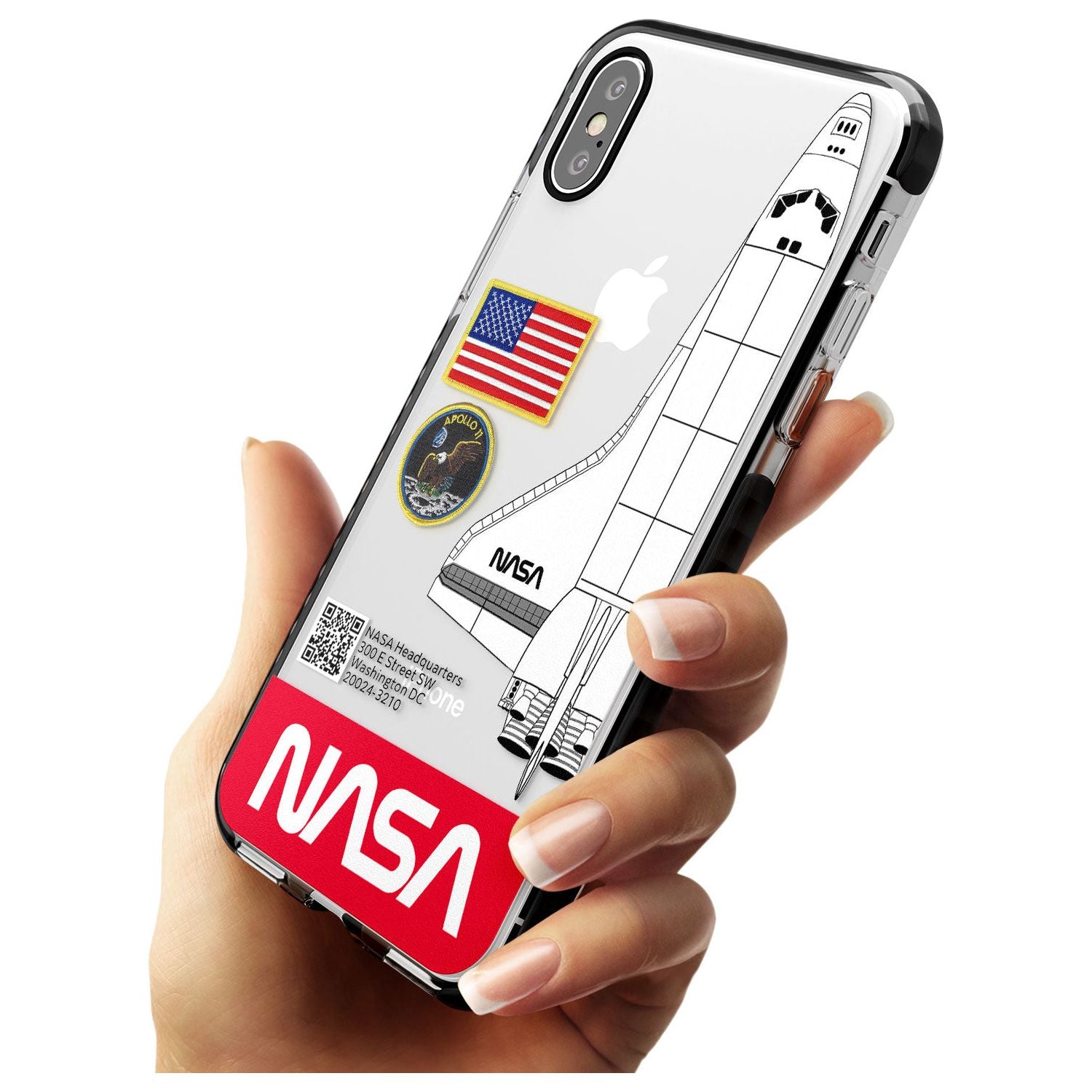 NASA Apollo 11 Black Impact Phone Case for iPhone X XS Max XR