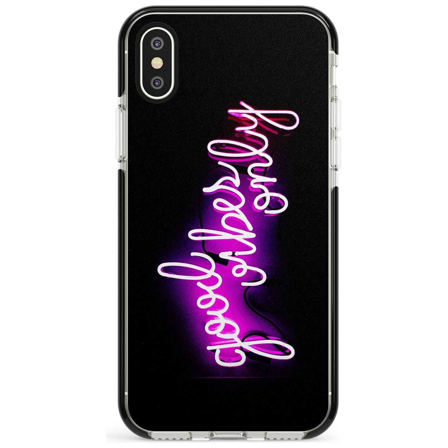 Good Vibes Only Pink Neon iPhone Case Black Impact Phone Case - Case Warehouse