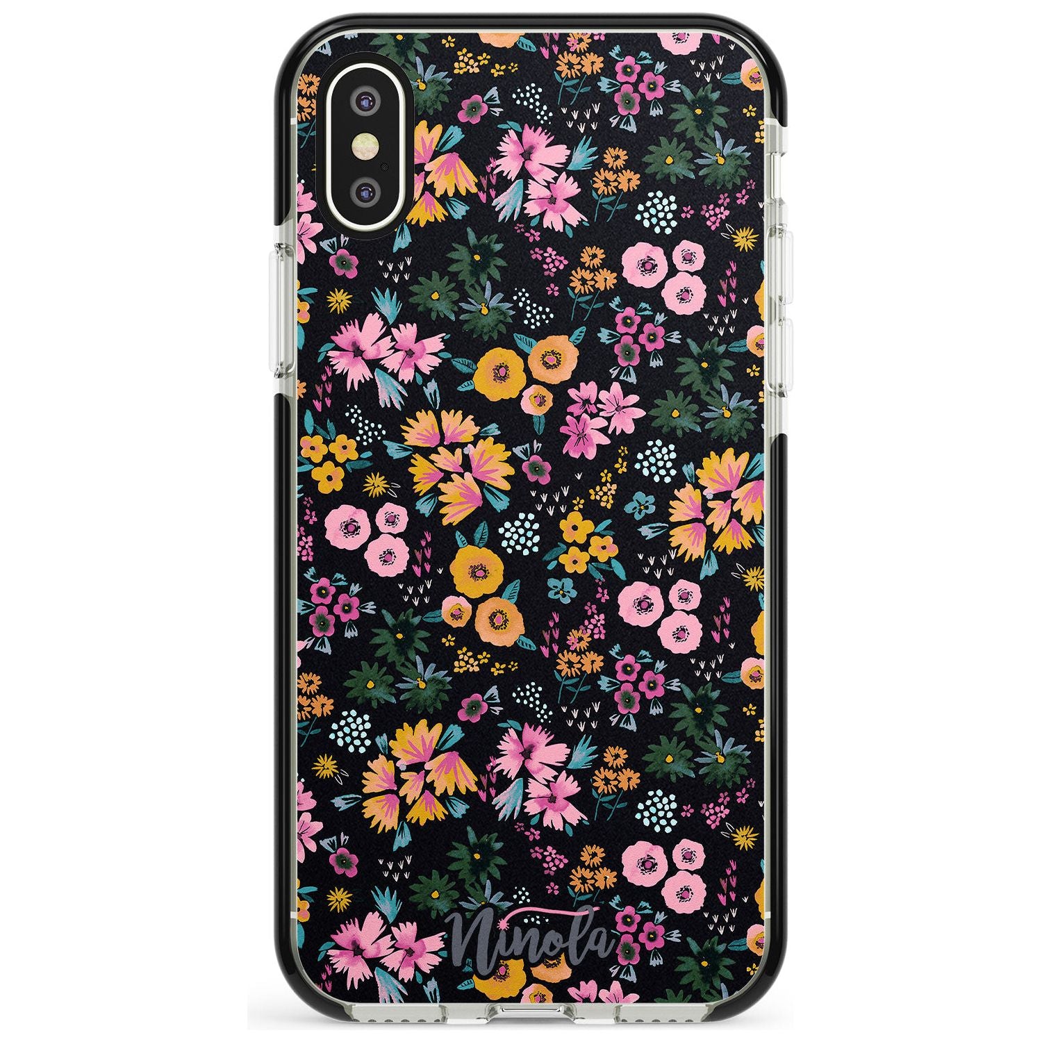 Little Flowers Black Impact Phone Case for iPhone X XS Max XR