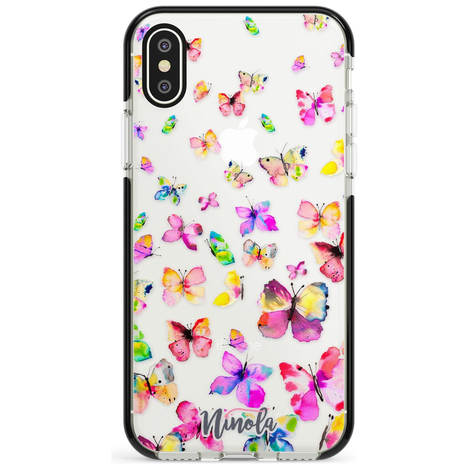 Watercolor Butterflies Black Impact Phone Case for iPhone X XS Max XR