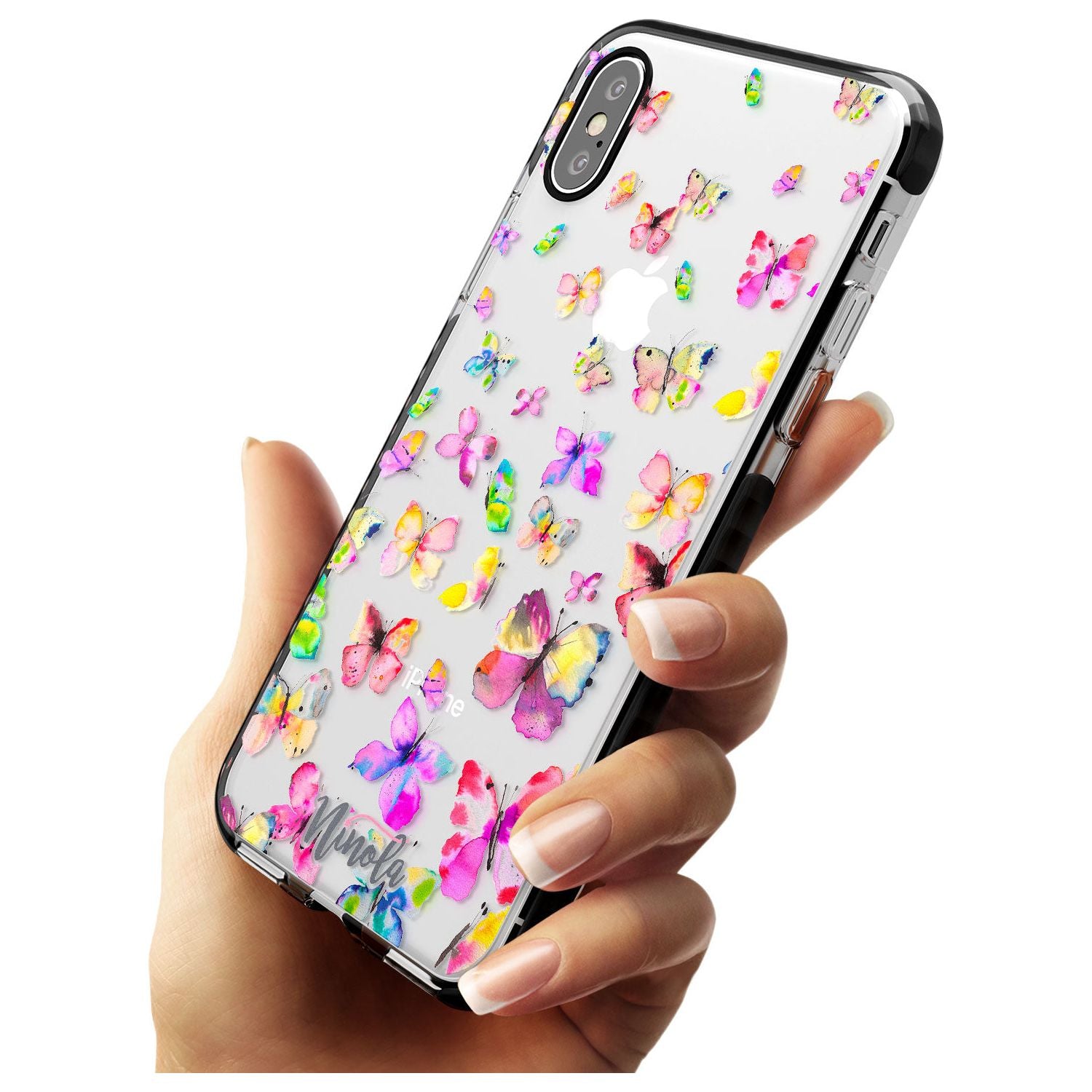 Watercolor Butterflies Black Impact Phone Case for iPhone X XS Max XR