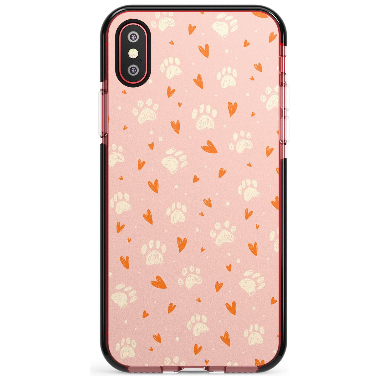 Paws & Hearts Pattern Pink Fade Impact Phone Case for iPhone X XS Max XR