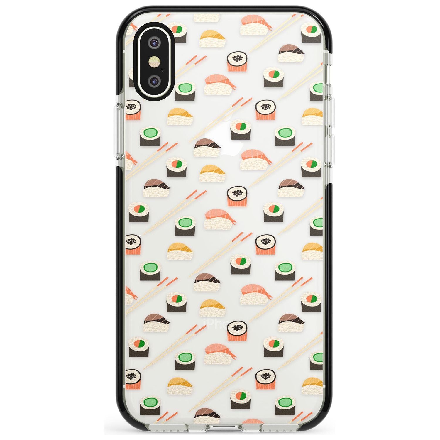 Sushi & Chopsticks Pattern iPhone Case Black Impact Phone Case - Case Warehouse