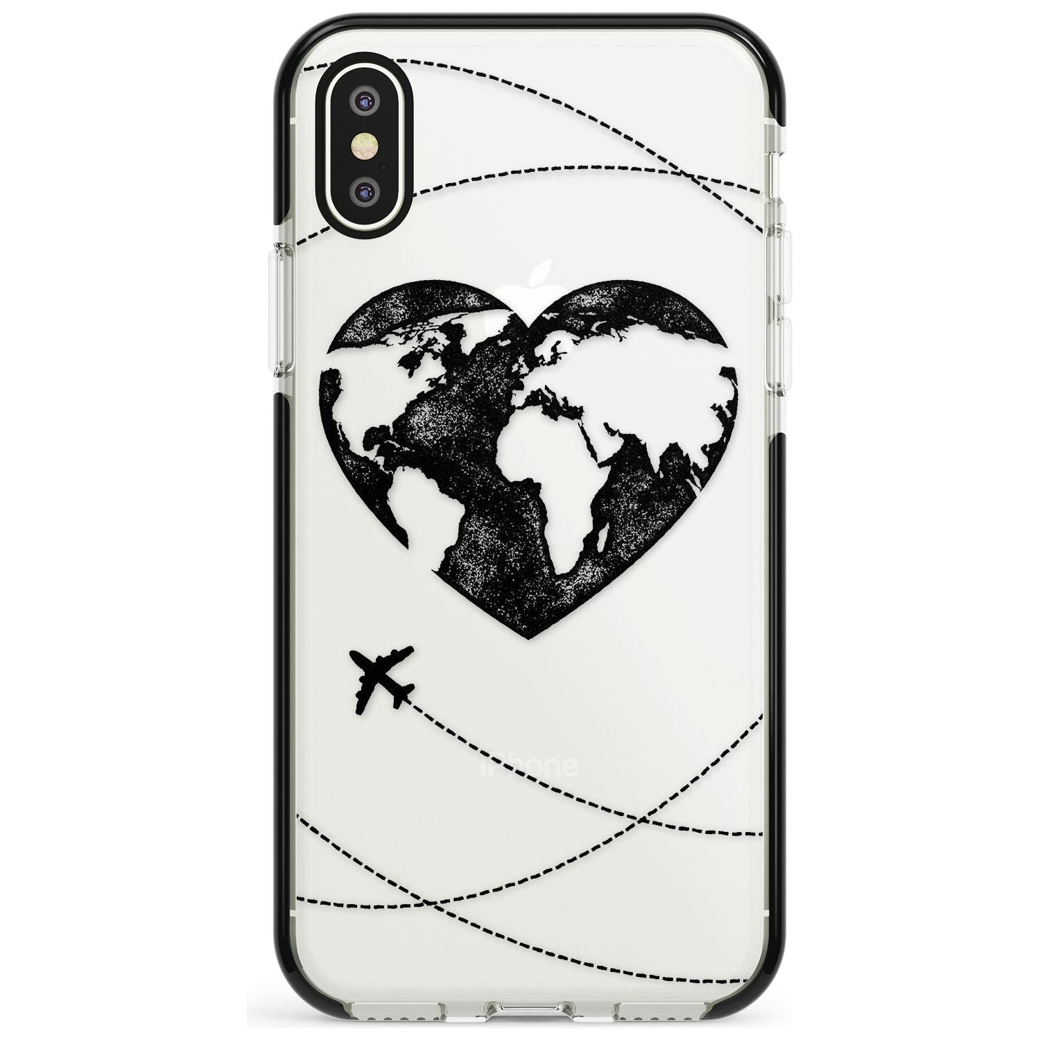 Globe Heart iPhone Case Black Impact Phone Case - Case Warehouse