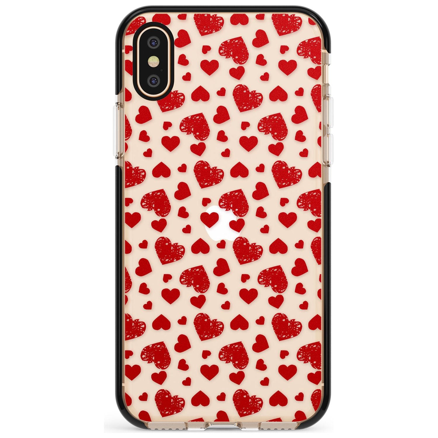 Sketched Heart Pattern Pink Fade Impact Phone Case for iPhone X XS Max XR