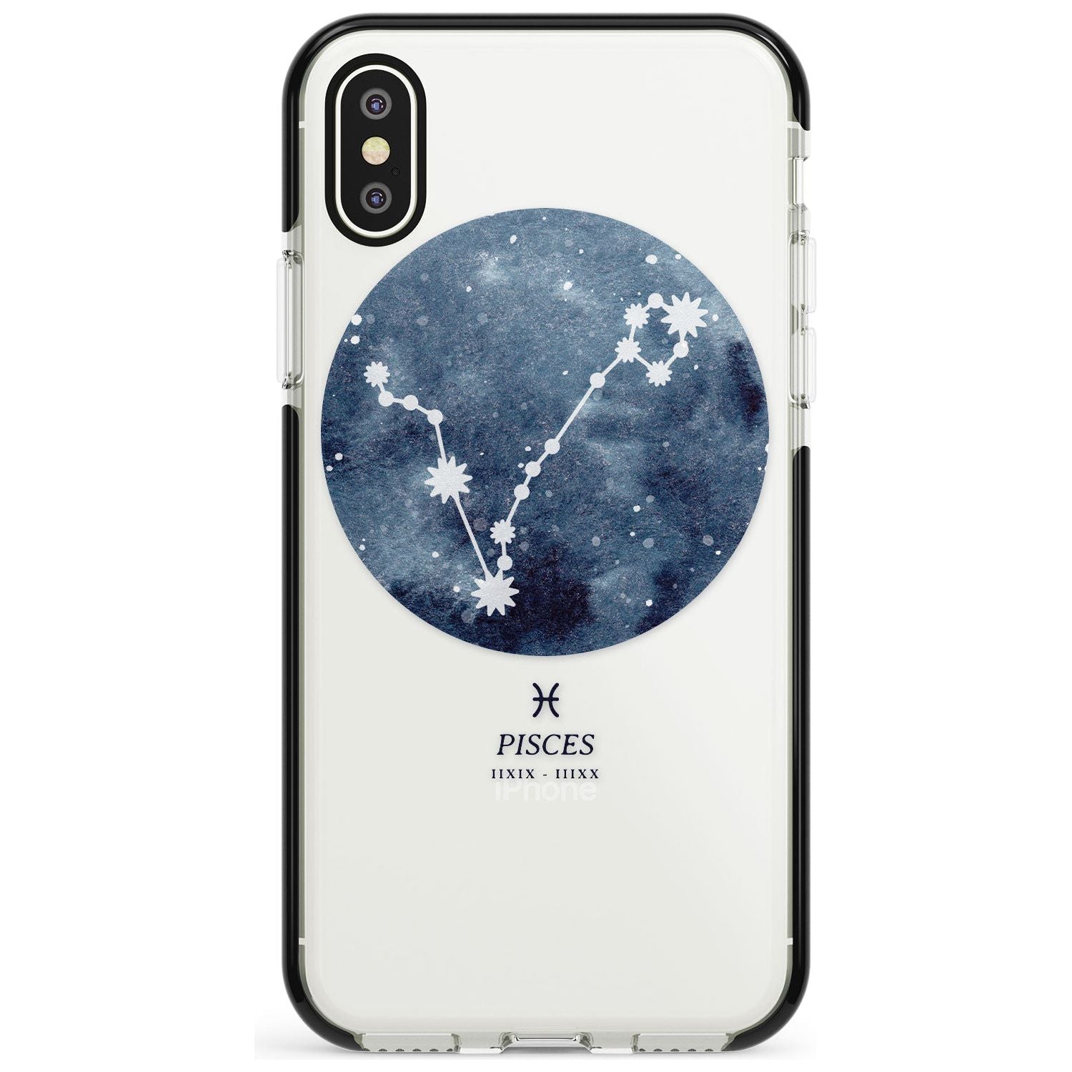 Pisces Zodiac Transparent Design - Blue Black Impact Phone Case for iPhone X XS Max XR