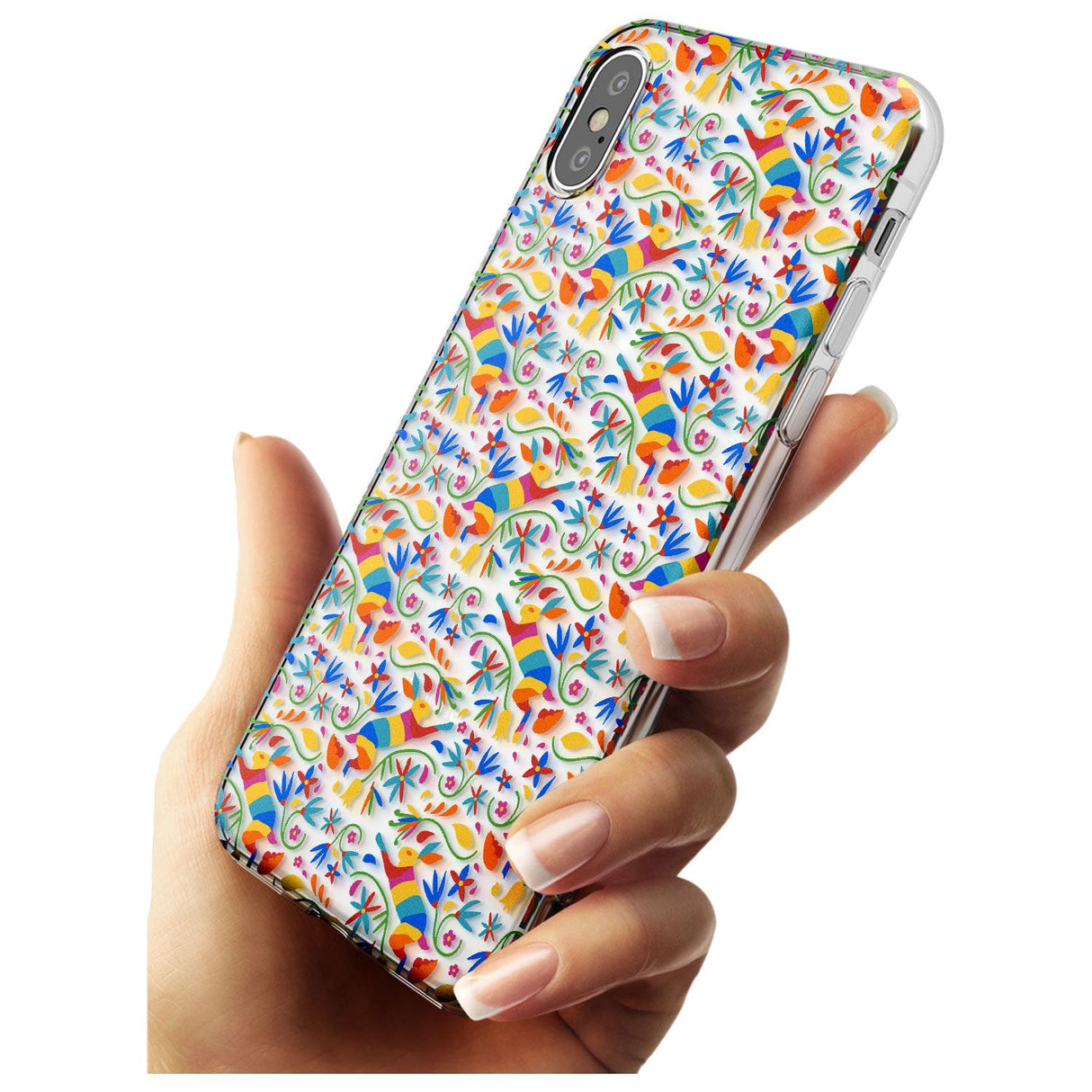 Floral Rabbit Pattern in Rainbow Black Impact Phone Case for iPhone X XS Max XR