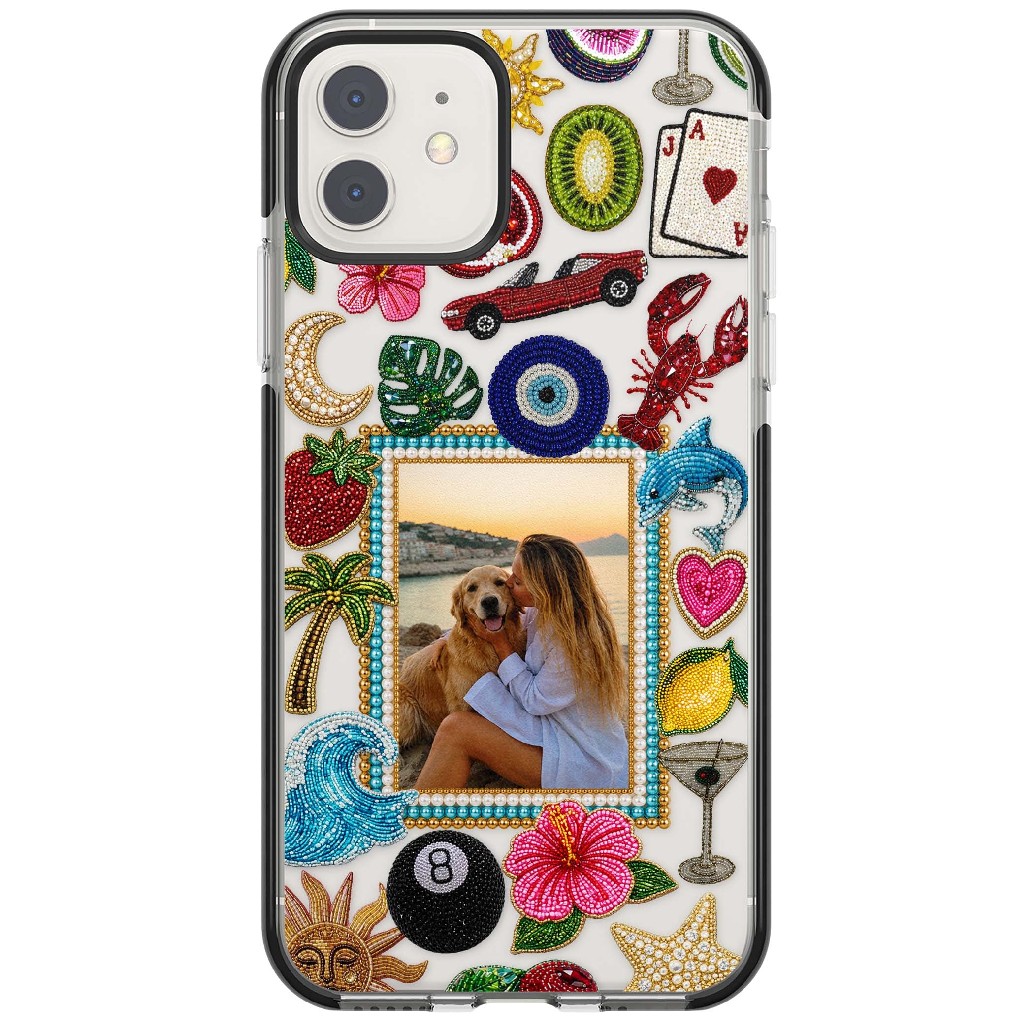 Beaded Photo coastal iPhone case | Black Impact case for iPhone 11, iPhone 12