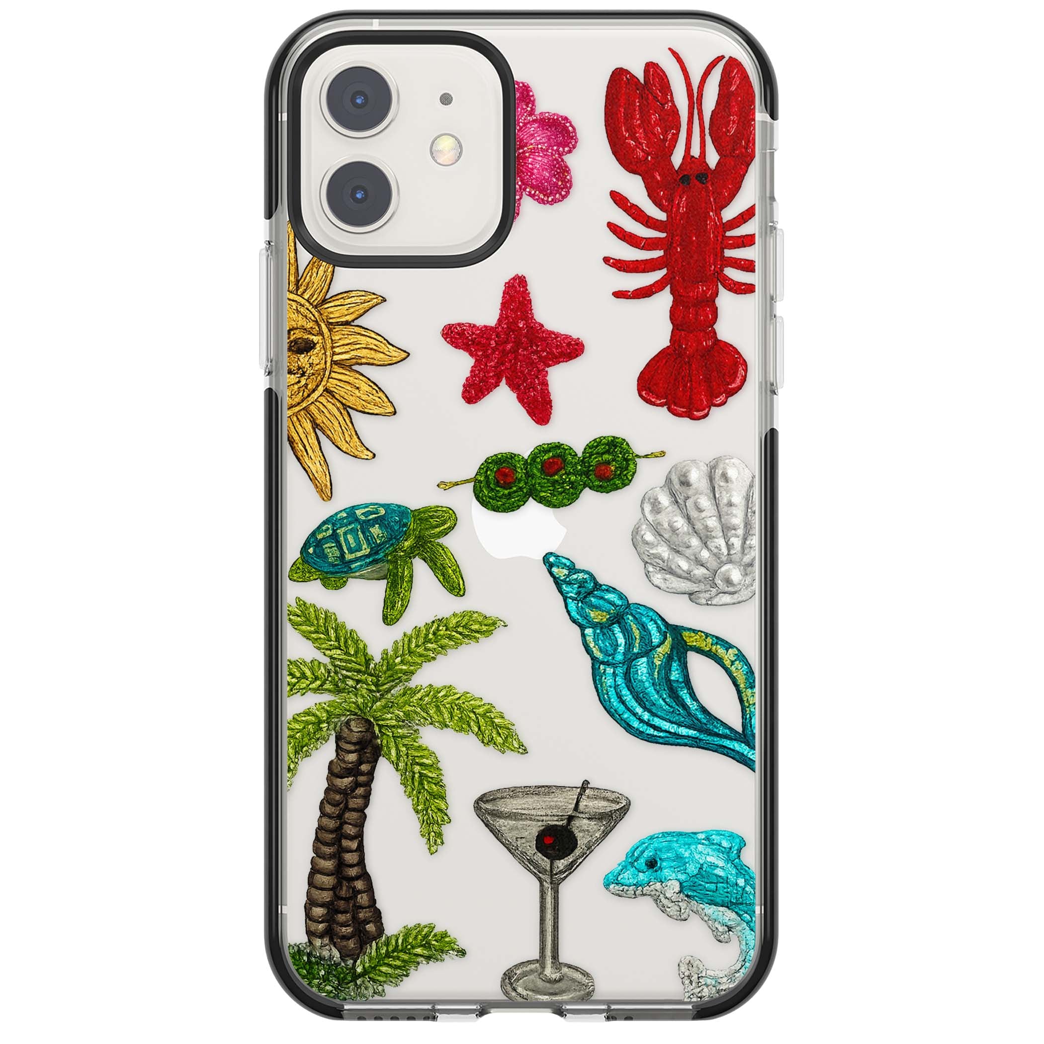 Painted Coastal Pattern coastal iPhone case | Black Impact case for iPhone 11, iPhone 12
