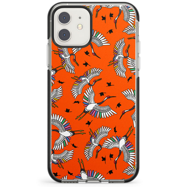 Colourful Crane Pattern (Orange) Impact Phone Case for iPhone 11, iphone 12