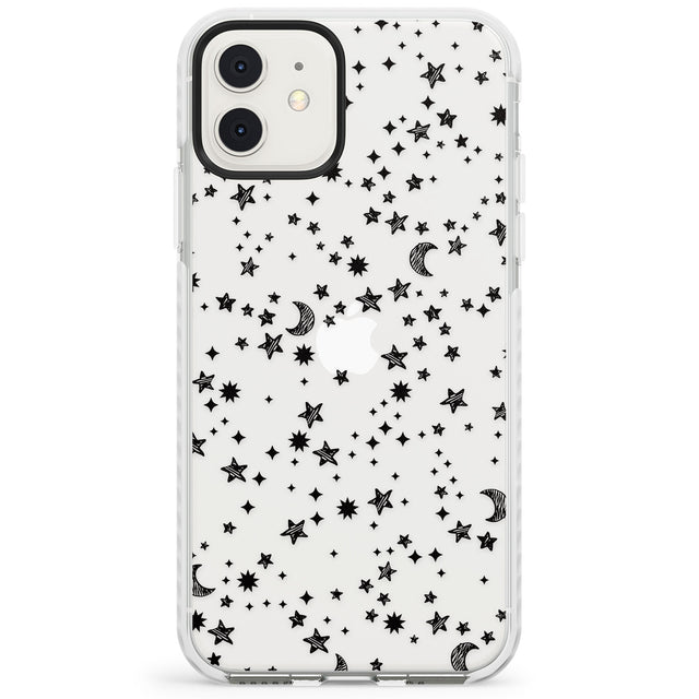 Black Cosmic Galaxy Pattern Impact Phone Case for iPhone 11, iphone 12