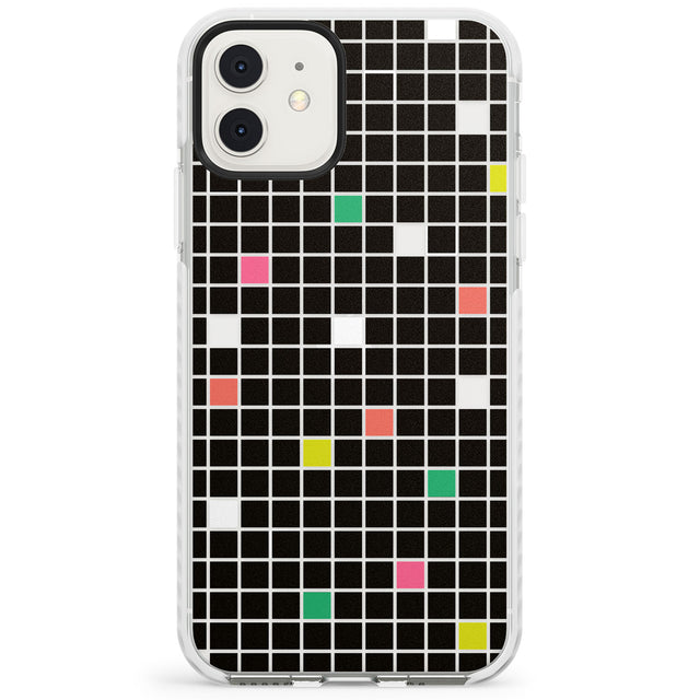 Vibrant Black Geometric Grid Impact Phone Case for iPhone 11, iphone 12