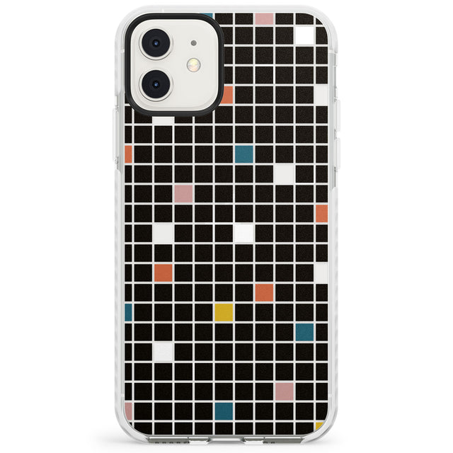 Earthtone Black Geometric Grid Impact Phone Case for iPhone 11, iphone 12