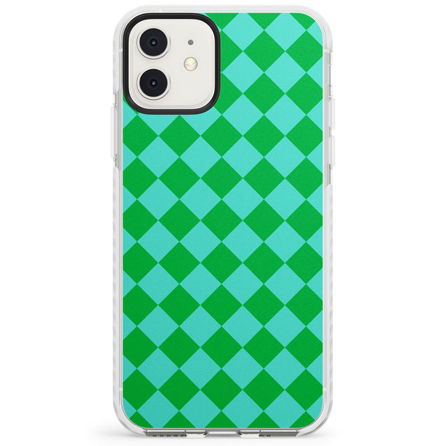 Retro Green Diamond Plaid Impact Phone Case for iPhone 11, iphone 12