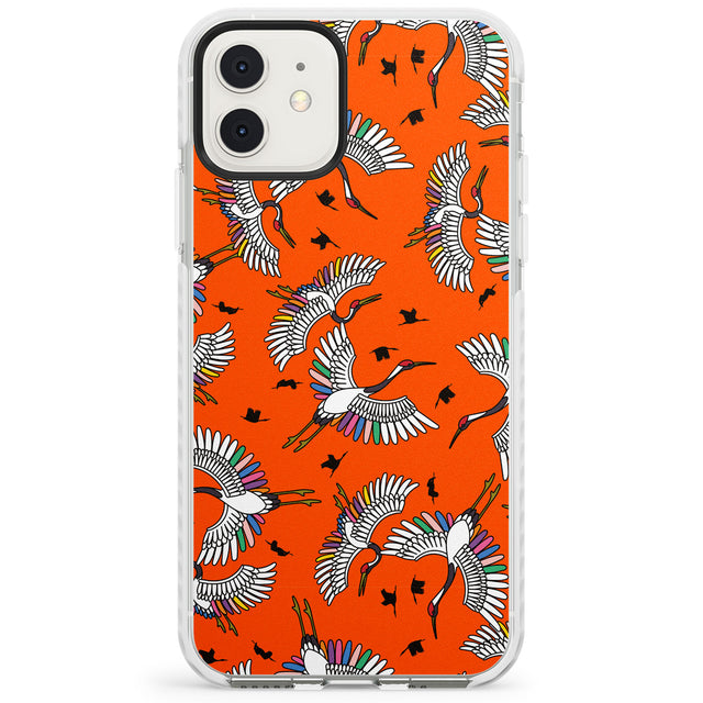 Colourful Crane Pattern (Orange) Impact Phone Case for iPhone 11, iphone 12