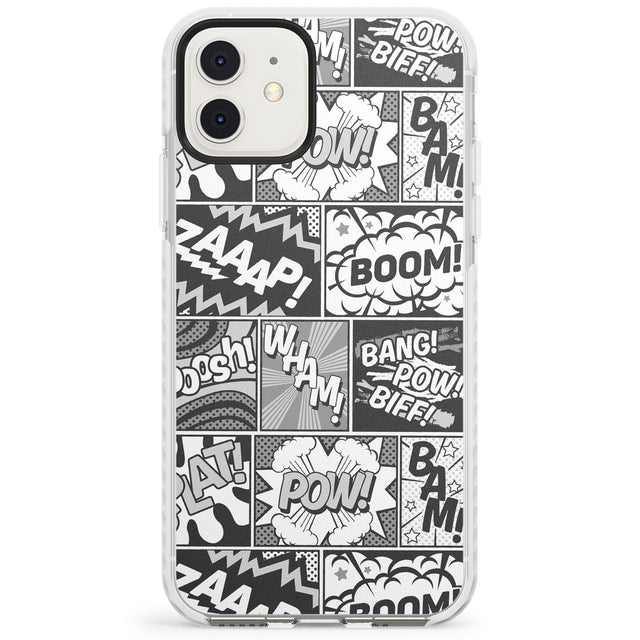 Onomatopoeia (Black & White) Impact Phone Case for iPhone 11, iphone 12