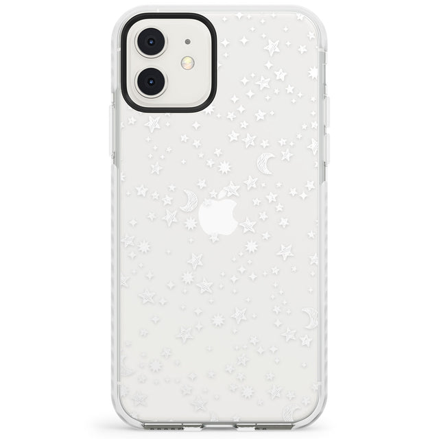 White Cosmic Galaxy Pattern Impact Phone Case for iPhone 11, iphone 12