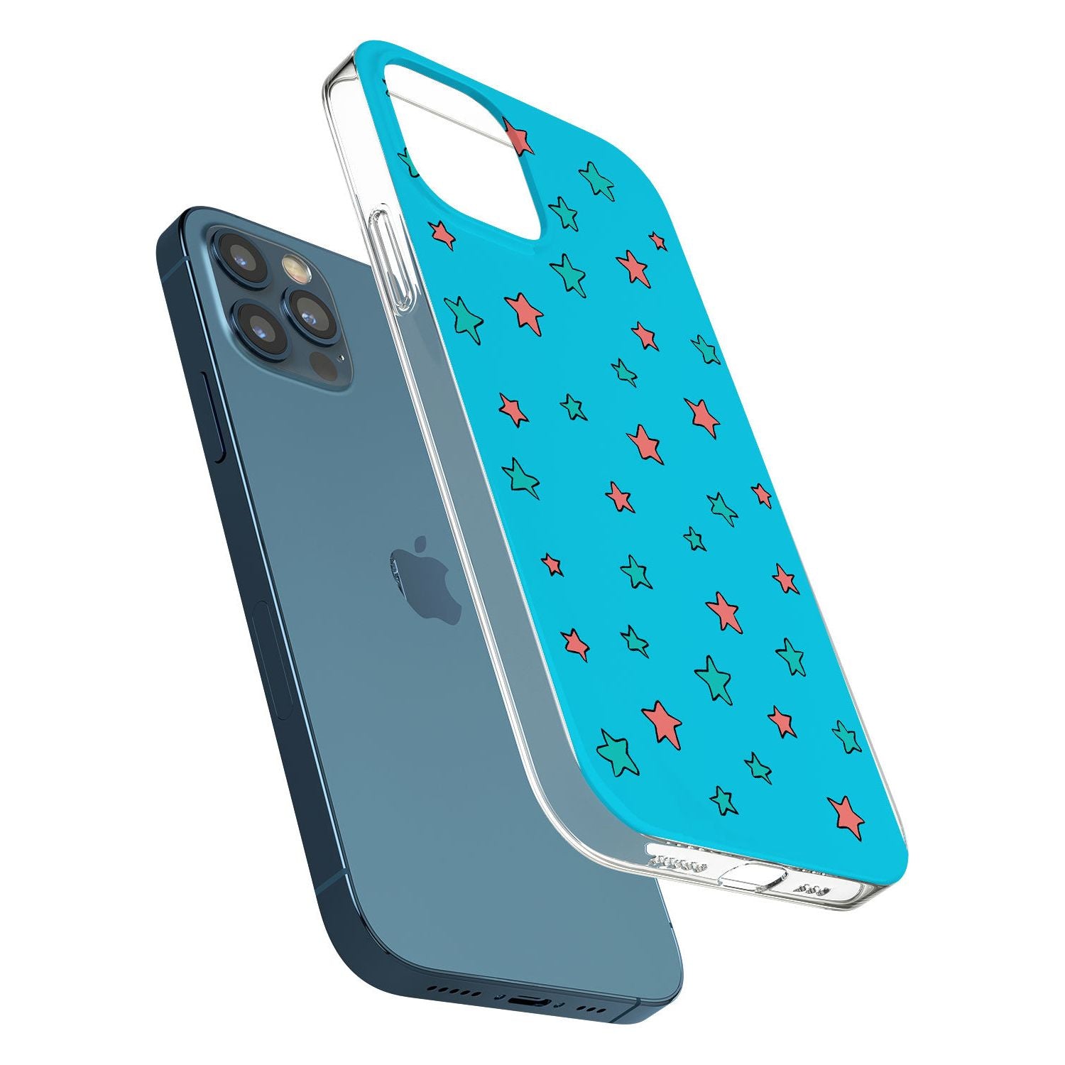 Blue Heartstopper Stars Pattern Phone Case for iPhone 12 Pro