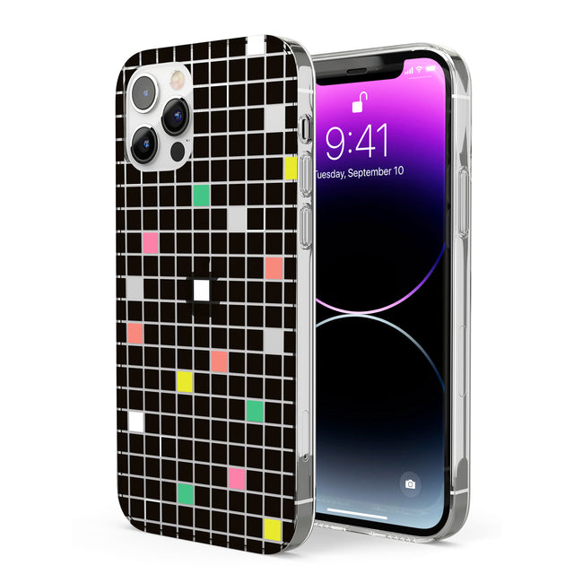 Vibrant Black Geometric Grid Phone Case for iPhone 12 Pro