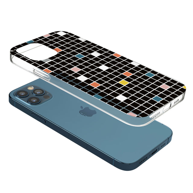 Earthtone Black Geometric Grid Phone Case for iPhone 12 Pro