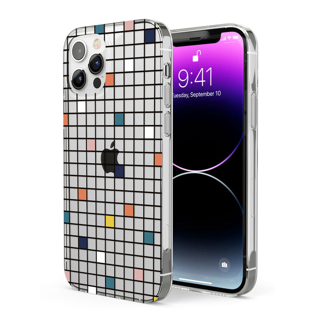 Earthtone Clear Geometric Grid Phone Case for iPhone 12 Pro