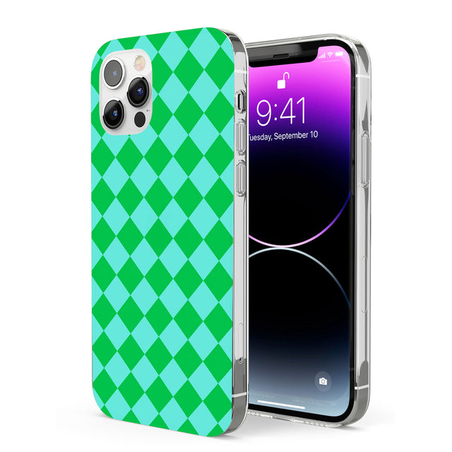 Retro Green Diamond Plaid Phone Case for iPhone 12 Pro