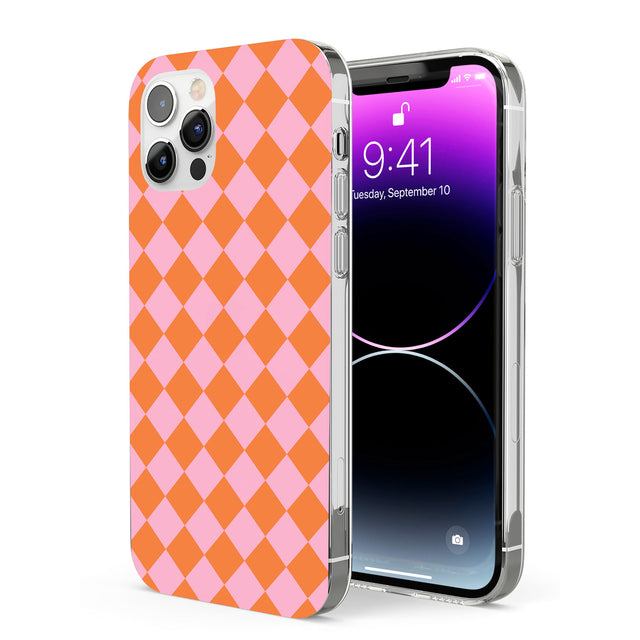 Retro Sunset Diamond Plaid Phone Case for iPhone 12 Pro