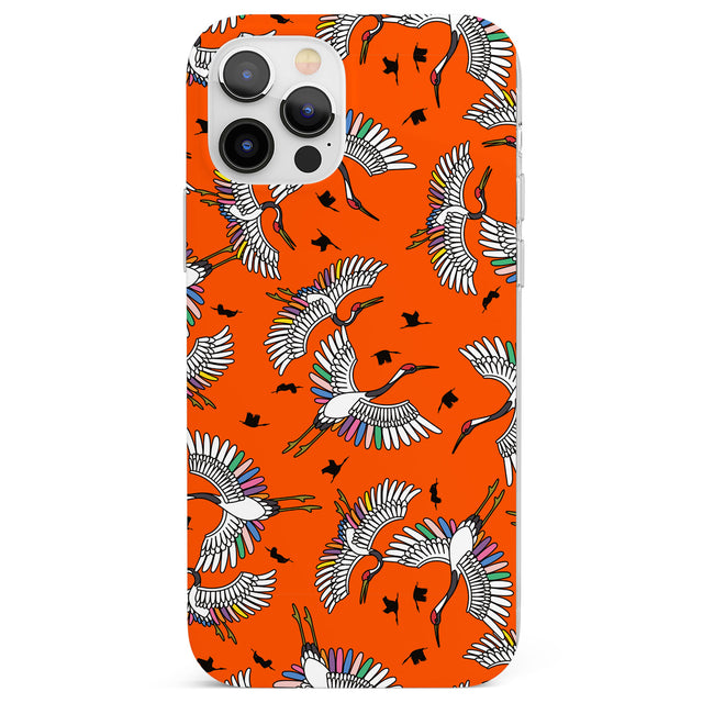 Colourful Crane Pattern (Orange) Phone Case for iPhone 12 Pro