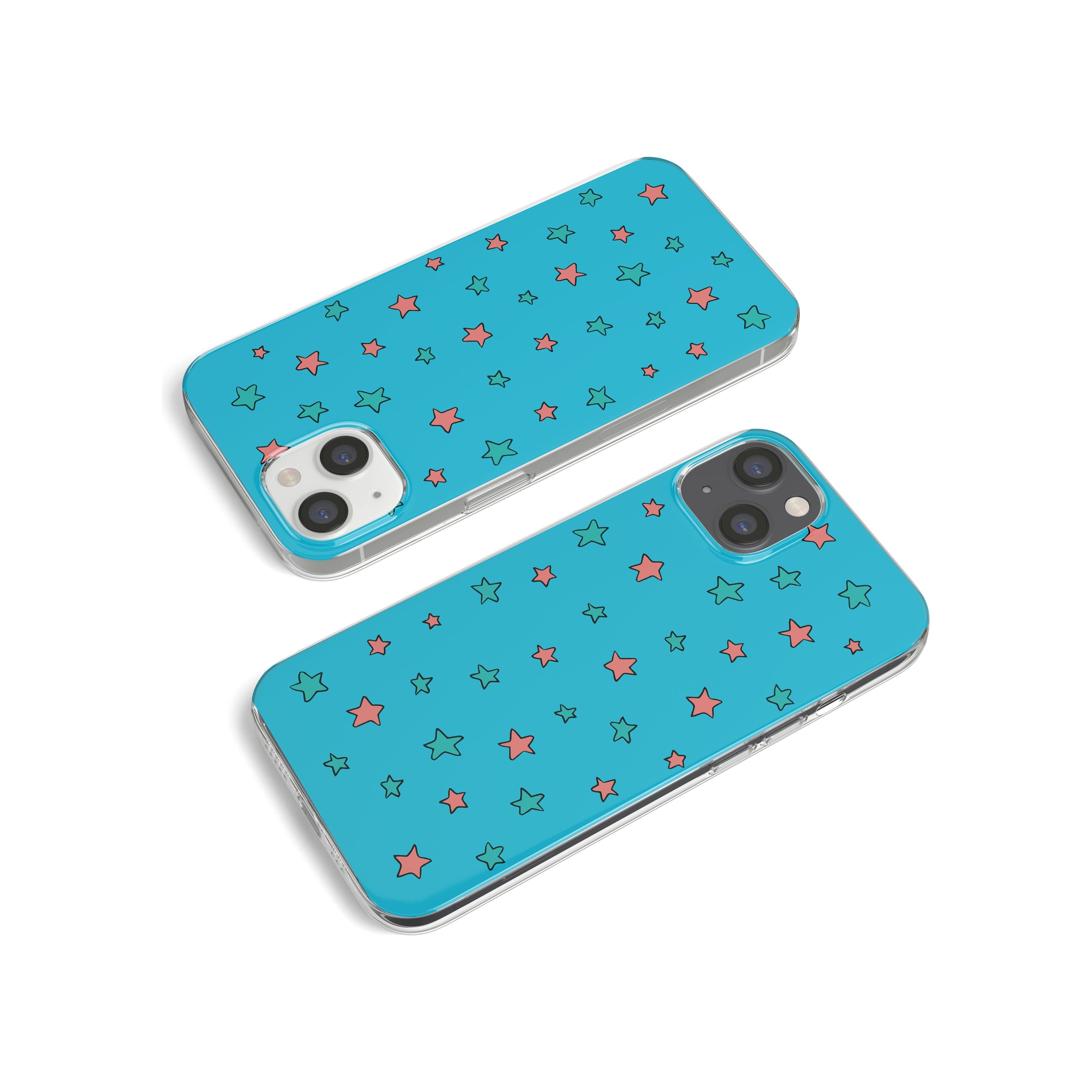 Blue Heartstopper Stars Pattern Phone Case for iPhone 13 Mini
