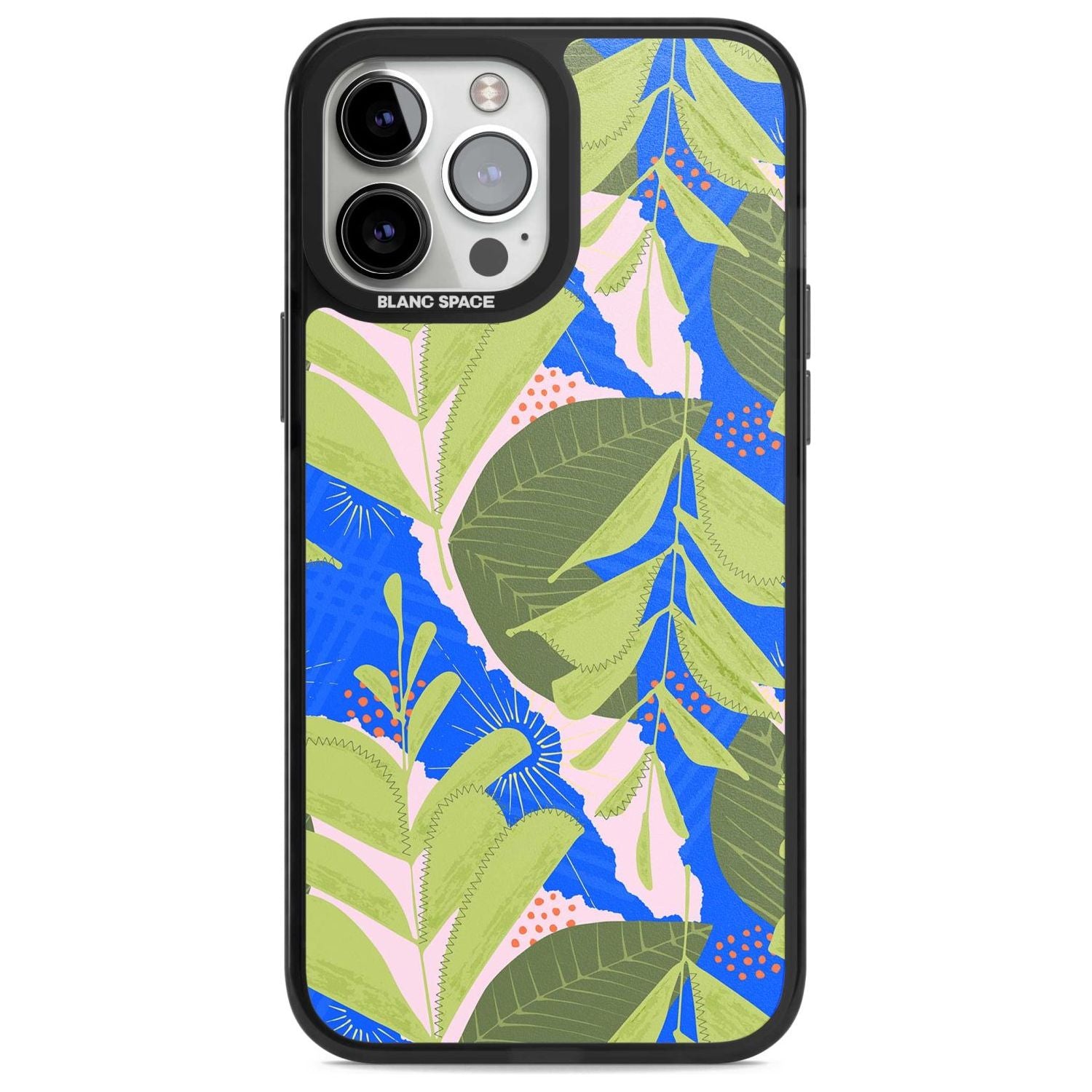 Fern Leaves Abstract Pattern Phone Case iPhone 13 Pro Max / Magsafe Black Impact Case Blanc Space