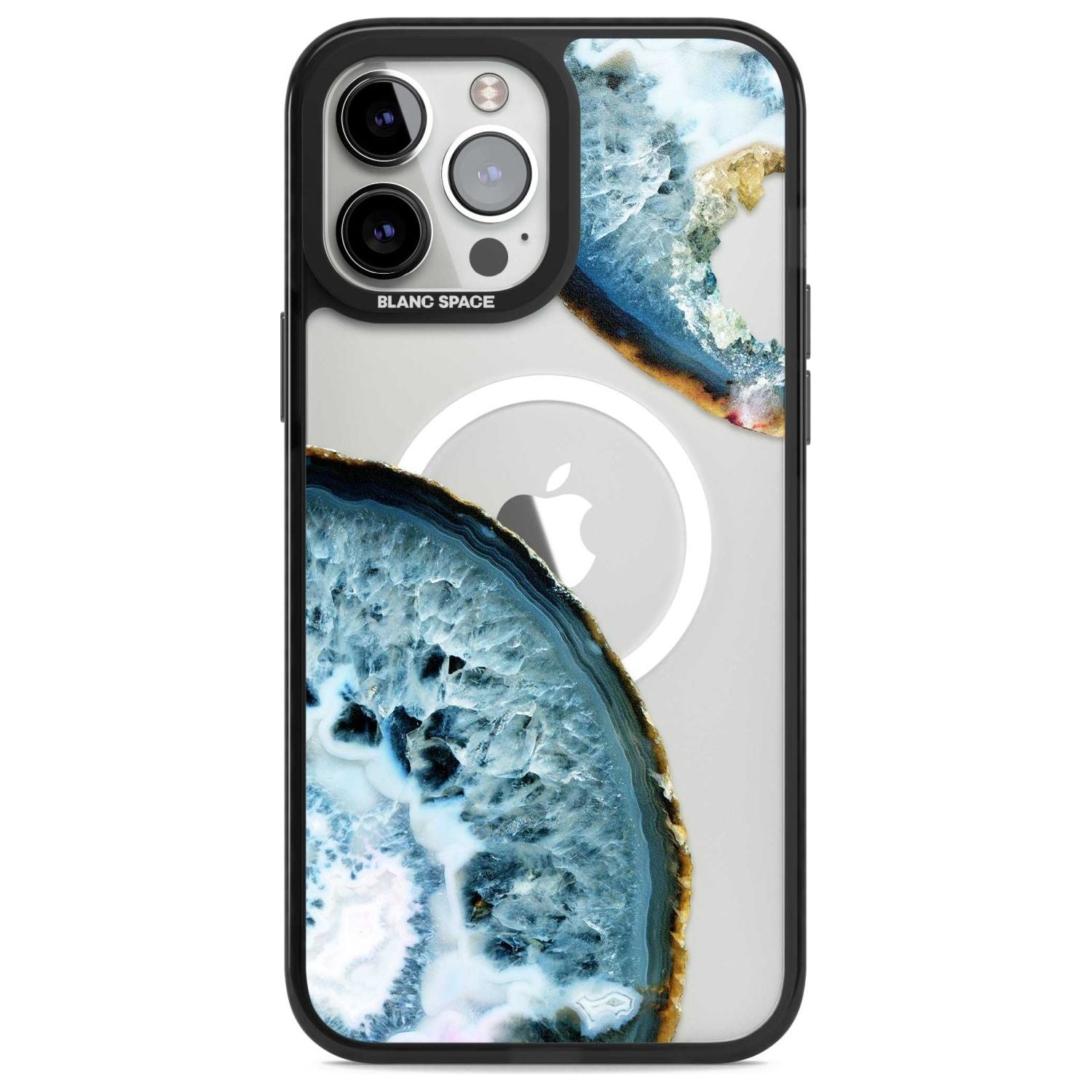 Blue, White & Yellow Agate Gemstone Phone Case iPhone 13 Pro Max / Magsafe Black Impact Case Blanc Space