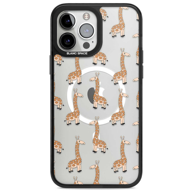 Cute Giraffe Pattern Clear Phone Case iPhone 13 Pro Max / Magsafe Black Impact Case Blanc Space